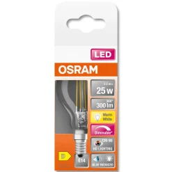 Dimbar klotlampa LED E14 Osram, varmvit