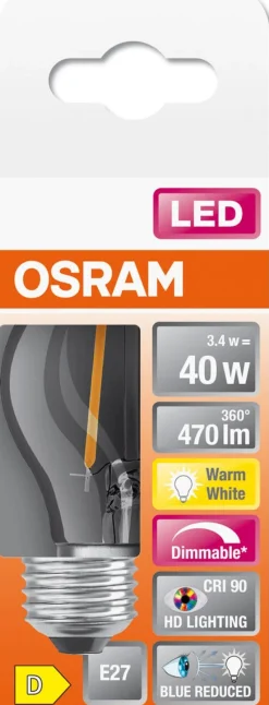 Dimbar klotlampa LED E27 Osram, varmvit