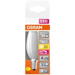 Dimbar kronljuslampa LED E14 Osram, varmvit