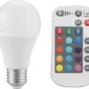 Dimbar LED-lampa RGBW E27 4,8 W, med fjärrkontroll