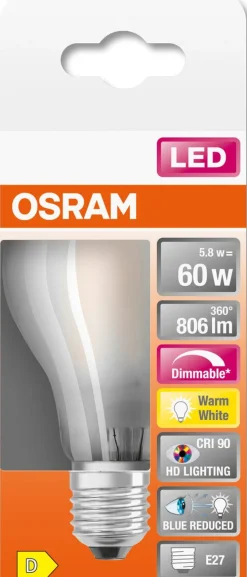 Dimbar normallampa LED E27 Osram, varmvit