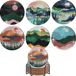 DIY glasunderlägg med Diamond Painting, 6-pack