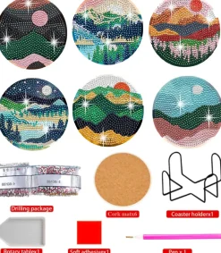DIY glasunderlägg med Diamond Painting, 6-pack
