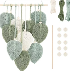 DIY väggdekoration i makramé, grön