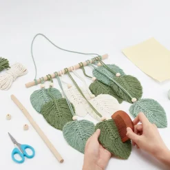 DIY väggdekoration i makramé, grön