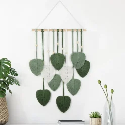 DIY väggdekoration i makramé, grön