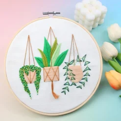 DIY-kit broderi Blomamplar, nybörjare, från 12 år