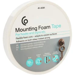 Dubbelhäftande monteringstejp inomhus, 19 mm x 5 m, vit