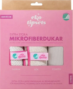 Ekotipset mikrofiberdukar extra stora, 3-pack
