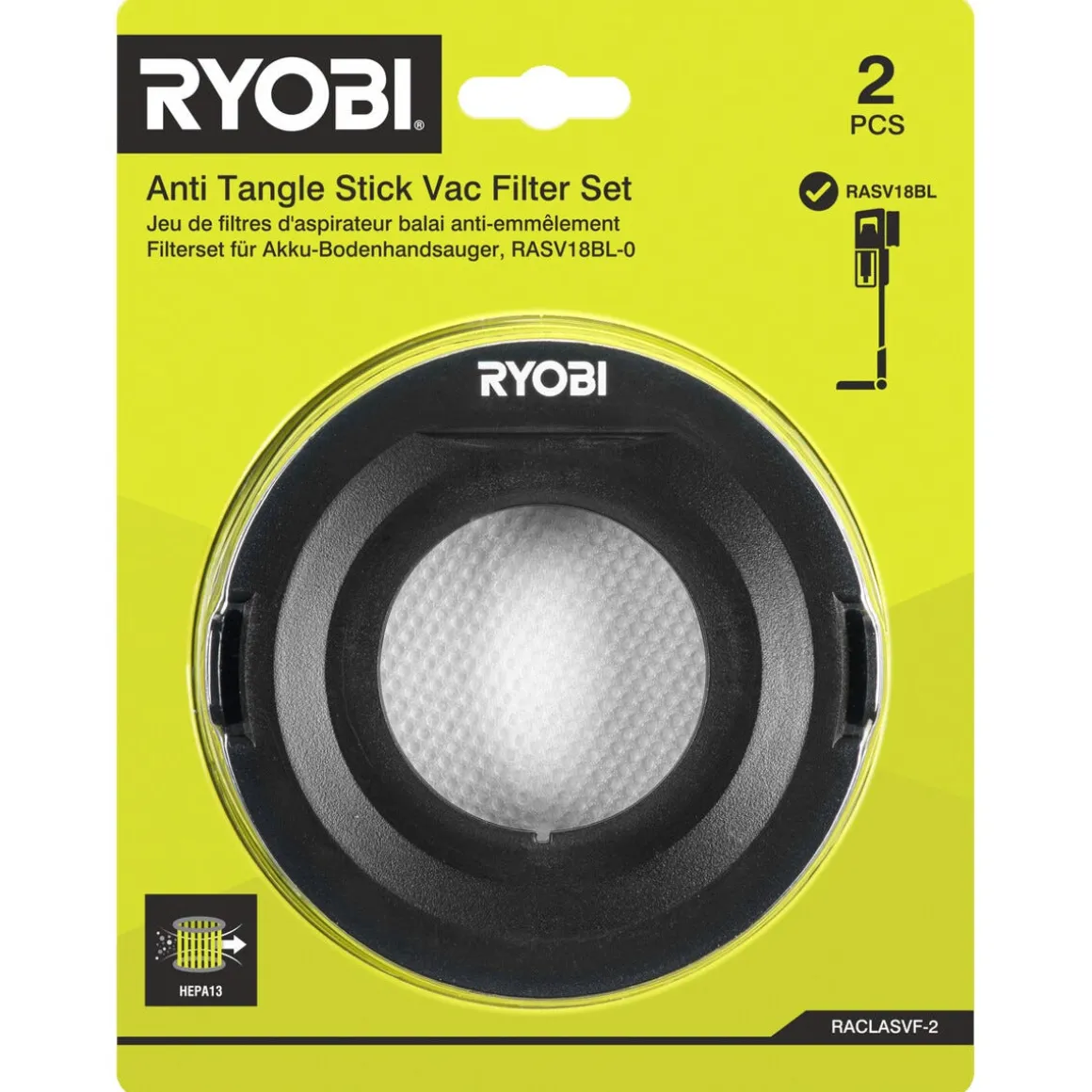 Filterkit HEPA 13 till Ryobi RASV18BL-0 skaftdammsugare