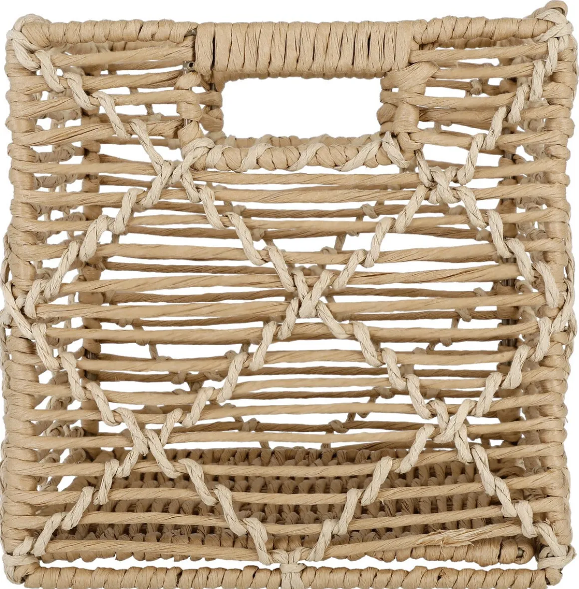 Flätad förvaringskorg med handtag, natur