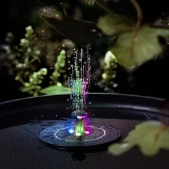 Fontän solcell med RGB-belysning, trädgård, 16 cm
