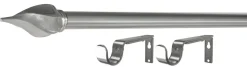 Gardinstång med ändknoppar och väggfästen, 120-210 cm