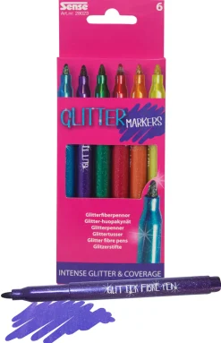 Glitterpennor Sense 6-pack, från 3 år
