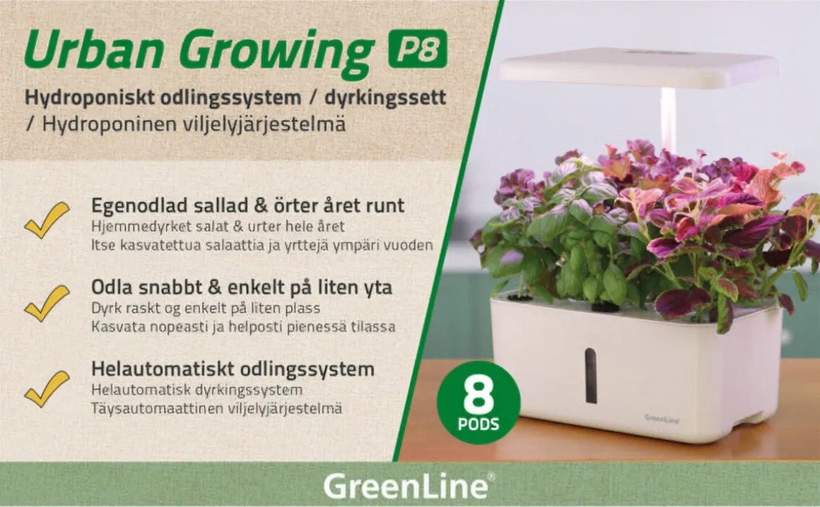 Greenline Urban Growing P8 hydroponisk odling kit