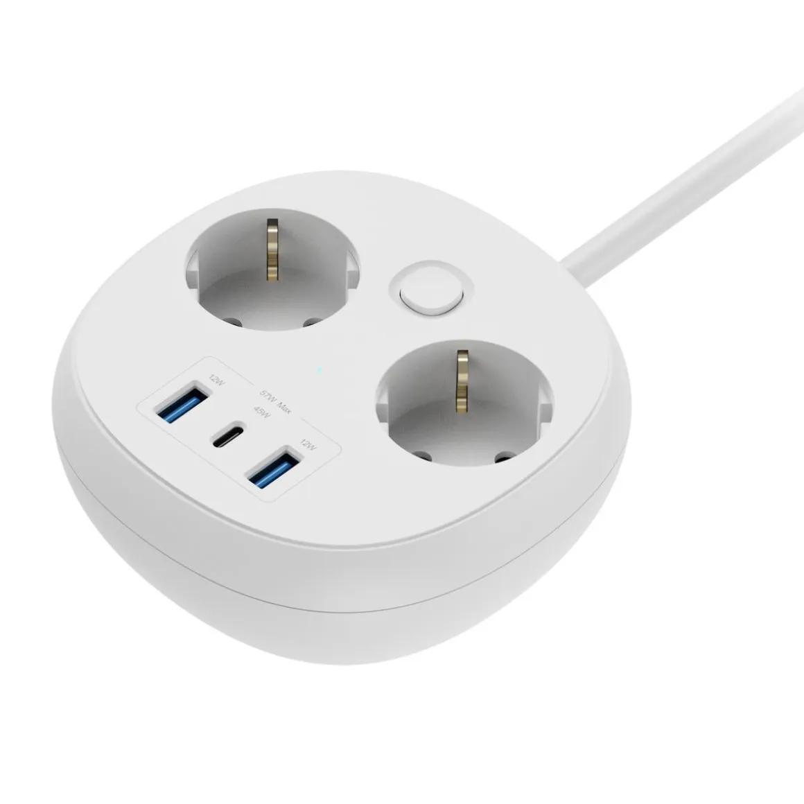 Grenuttag 2-vägs med USB-A och USB-C, 1,5 meter
