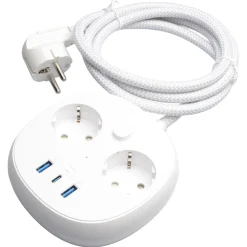Grenuttag 2-vägs med USB-A och USB-C, 1,5 meter