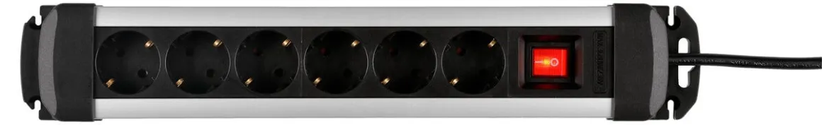 Grenuttag 6-vägs, strömbrytare, aluminium