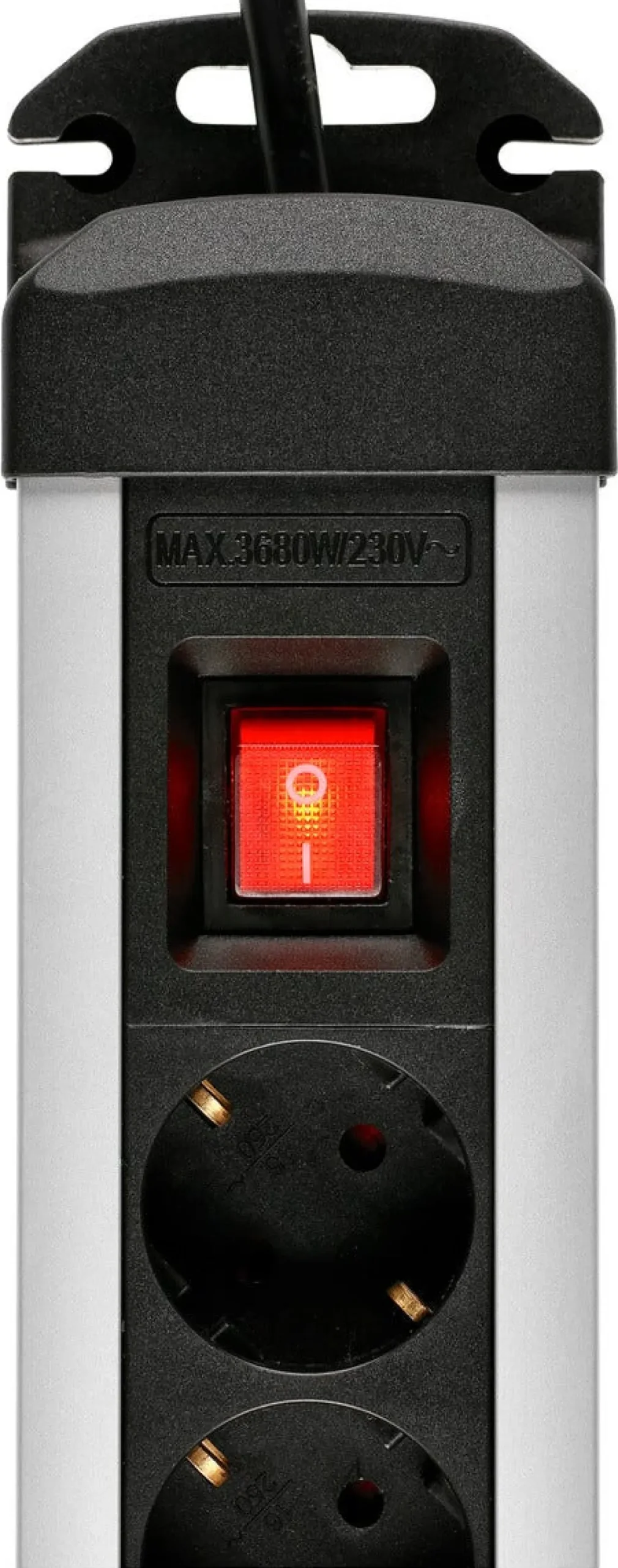 Grenuttag 6-vägs, strömbrytare, aluminium