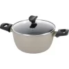 Gryta med glaslock 2,5 l keramisk non stick, sand