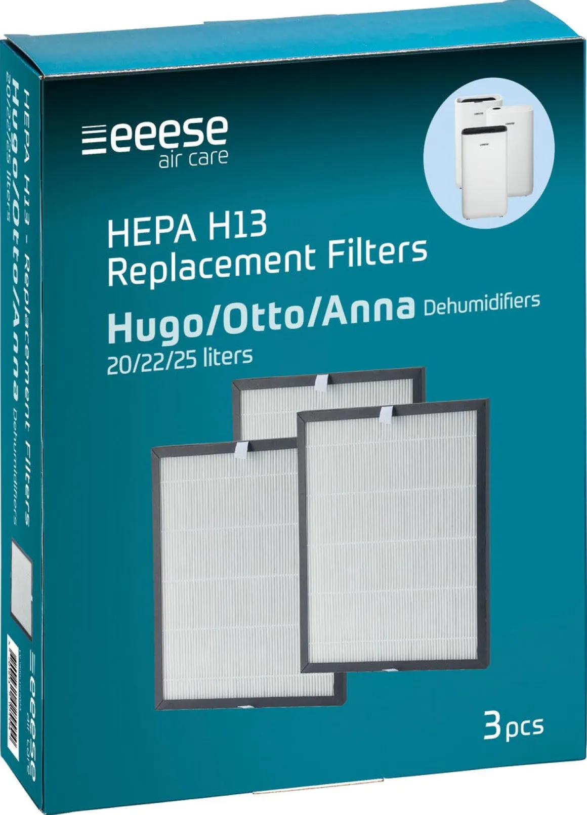 HEPA-filter för Hugo avfuktare och luftrenare, 3-pack
