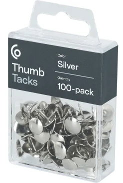 Häftstift för anslagstavlor och vägg, silver, 100-pack