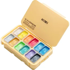 HIMI Twin Cup gouachefärg metallic i ask, 12-pack