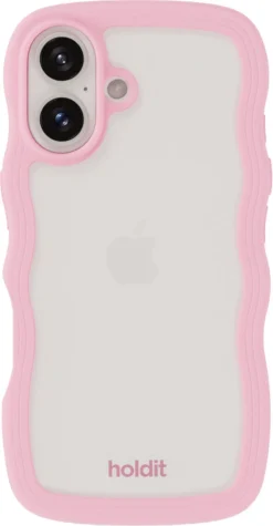 Holdit Wavy Case iPhone 16 mobilskal transparent