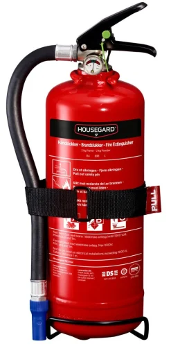 Houseguard liten brandsläckare, pulver 2 kg, röd