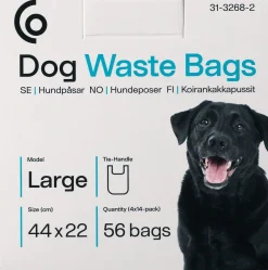 Hundbajspåsar med handtag, large, 56-pack