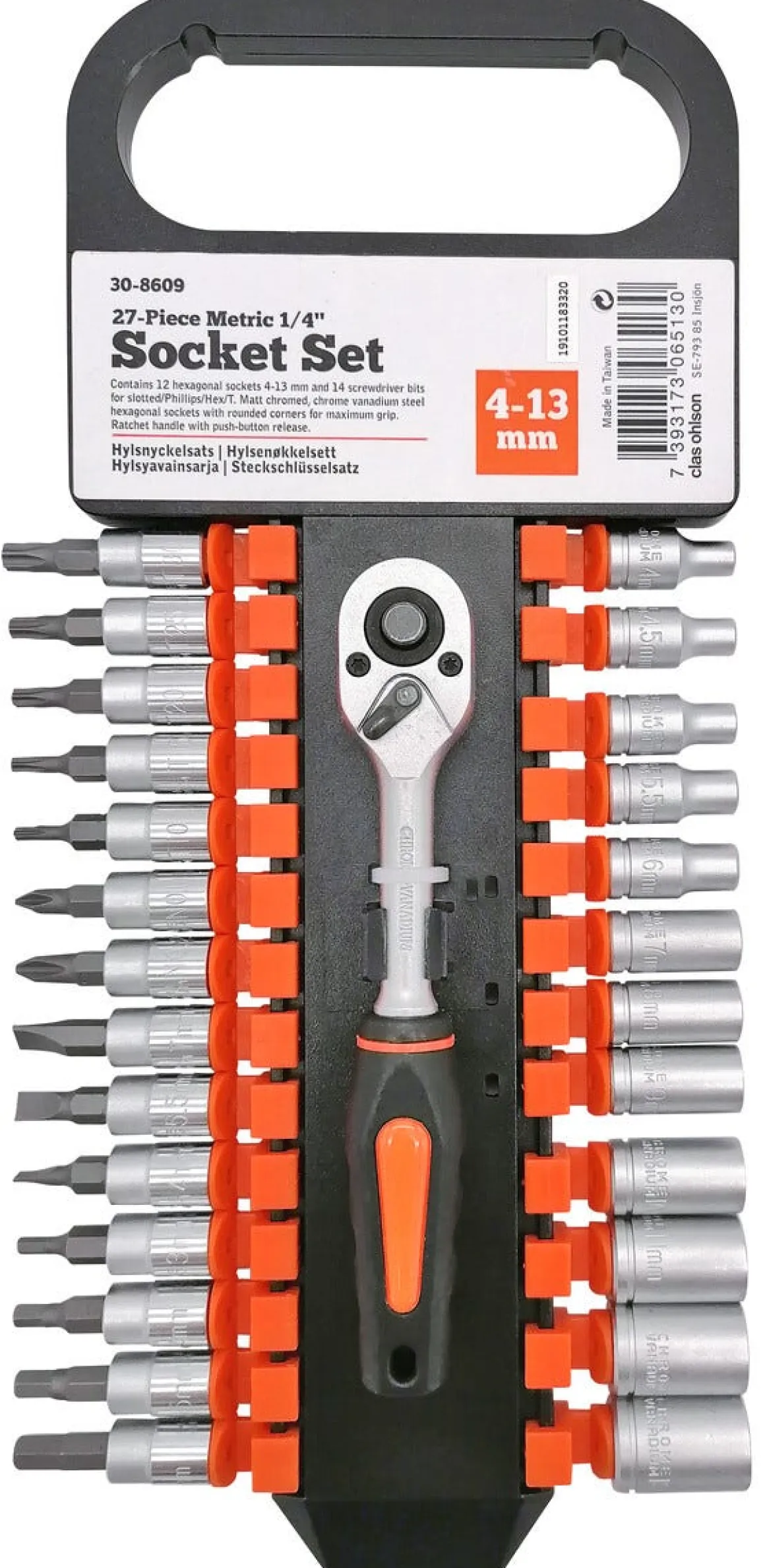 Hylsnyckelsats 27 delar 1/4"