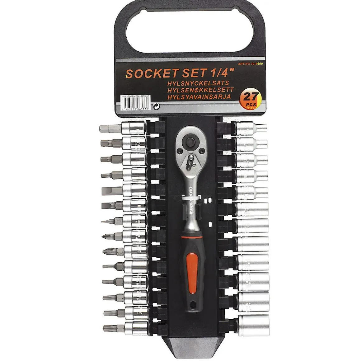 Hylsnyckelsats 27 delar 1/4"