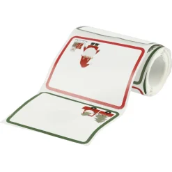 Juletiketter på rulle, motiv med jultomtar, 50-pack