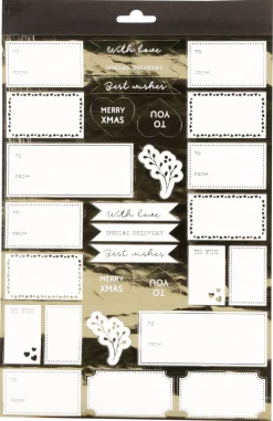 Juletiketter röd/guld, 40-pack