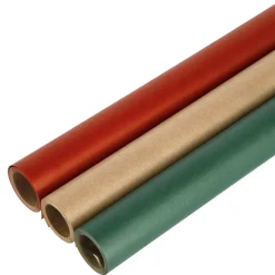 Julklappspapper kraftpapper röd/grön/brun 3-pack