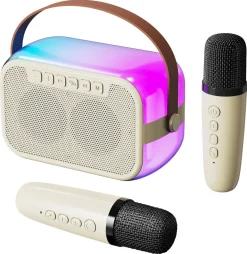 Karaokehögtalare med 2 trådlösa mikrofoner