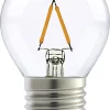 Klotlampa dimbar LED E27 1 W, varmvit