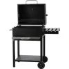 Kolgrill med hjul, lock och sidobord