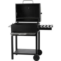 Kolgrill med hjul, lock och sidobord