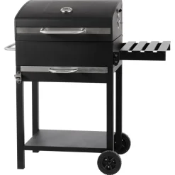 Kolgrill med hjul, lock och sidobord