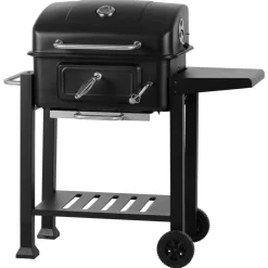 Kolgrill Delux med grillvagn, sidobord och termometer