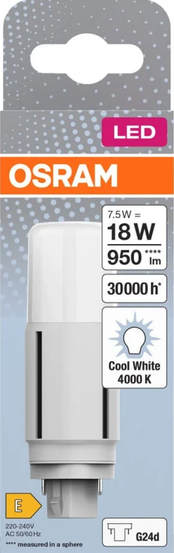 Kompaktlysrör LED G24d 7,5 W kallvit, Osram