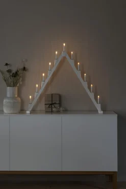 Konstsmide stor adventsljusstake, trä, vikbar, 86 cm