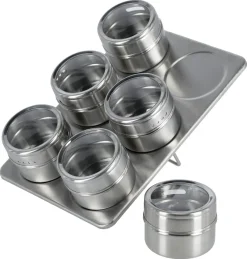 Kryddburkar med magnetiskt ställ, 6-pack