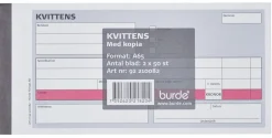 Kvittens med kopia, A65 med 50 blad