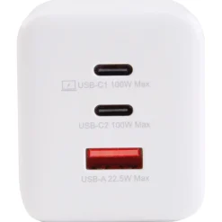 Laddare 2 x USB-C och 1 x USB-A GaN, 100 W