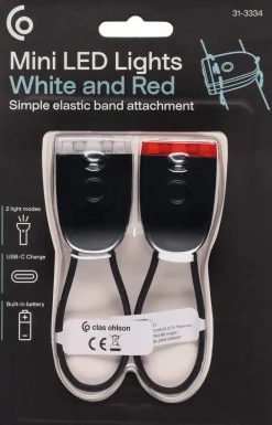 Laddbar Mini-LED vit/röd med gummiband, 2-pack