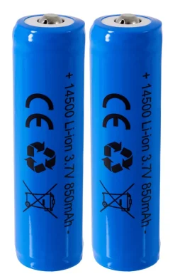 Laddningsbart batteri 14500 med skyddskrets, 3,7 V/850 mAh Li-Ion, 2-pack