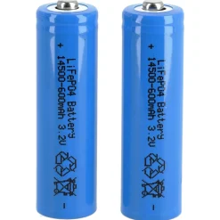 Laddningsbart batteri 14500, 3,2V/600mAh LiFePO4, 2-pack