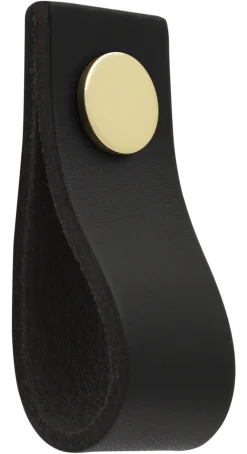 Läderknopp Ari svart, 65 mm